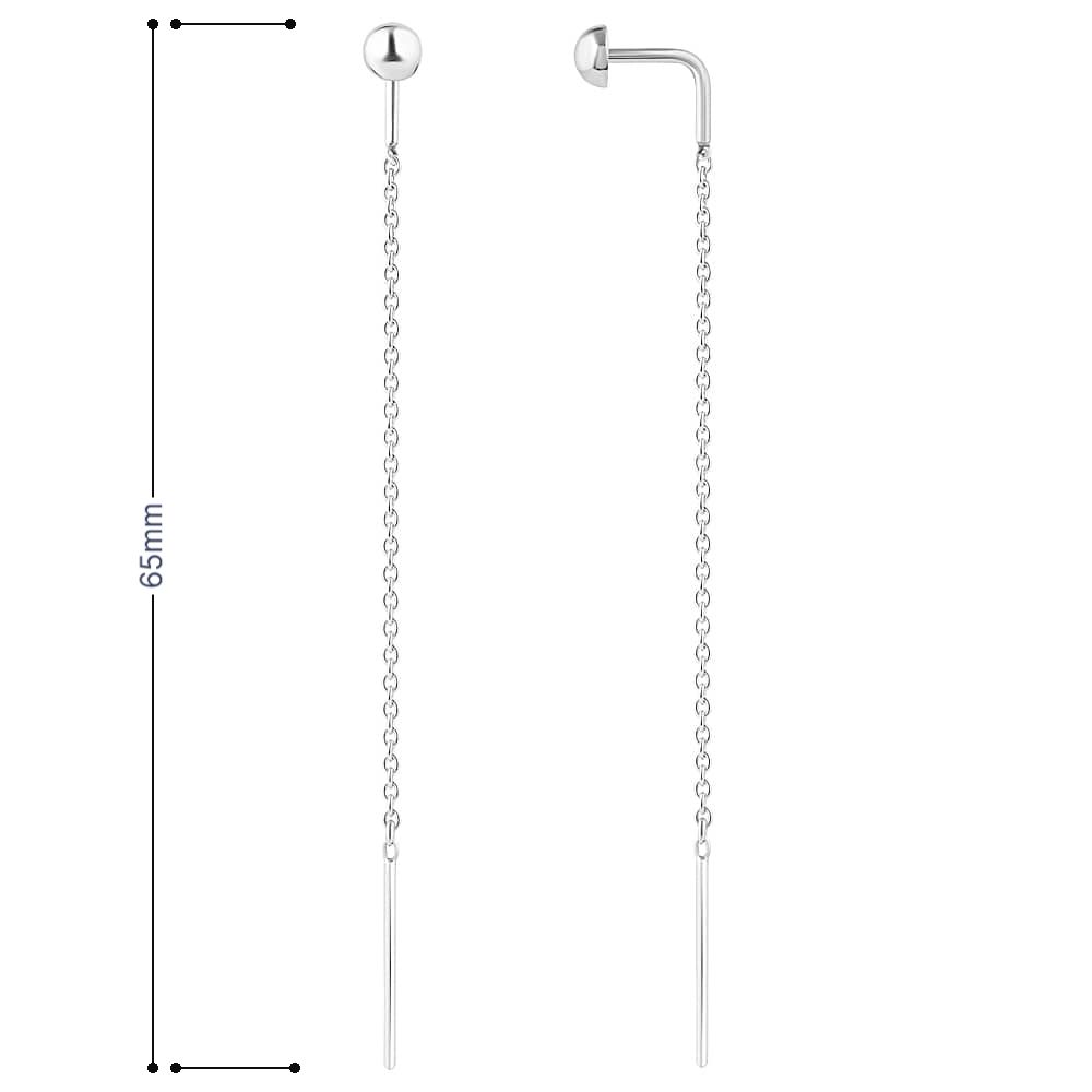 Срібні сережки-протяжки (40049) - 5