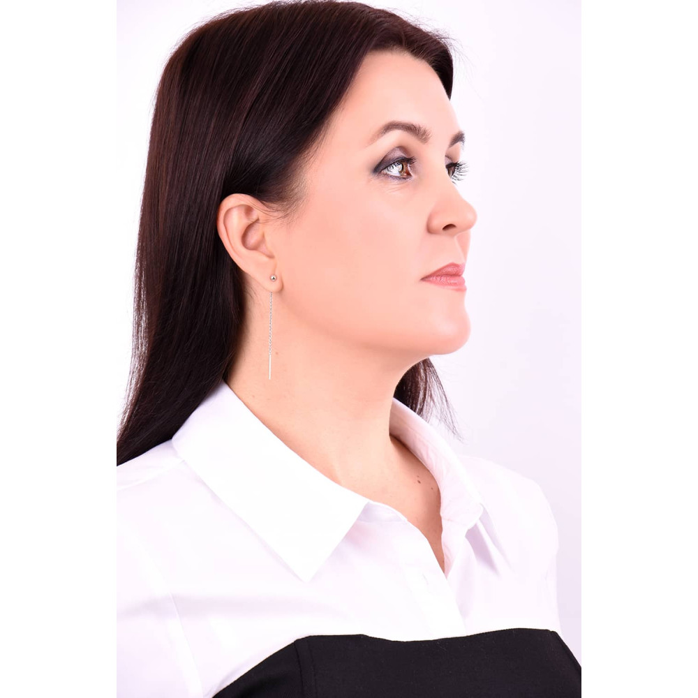 Срібні сережки-протяжки (40049) - 4