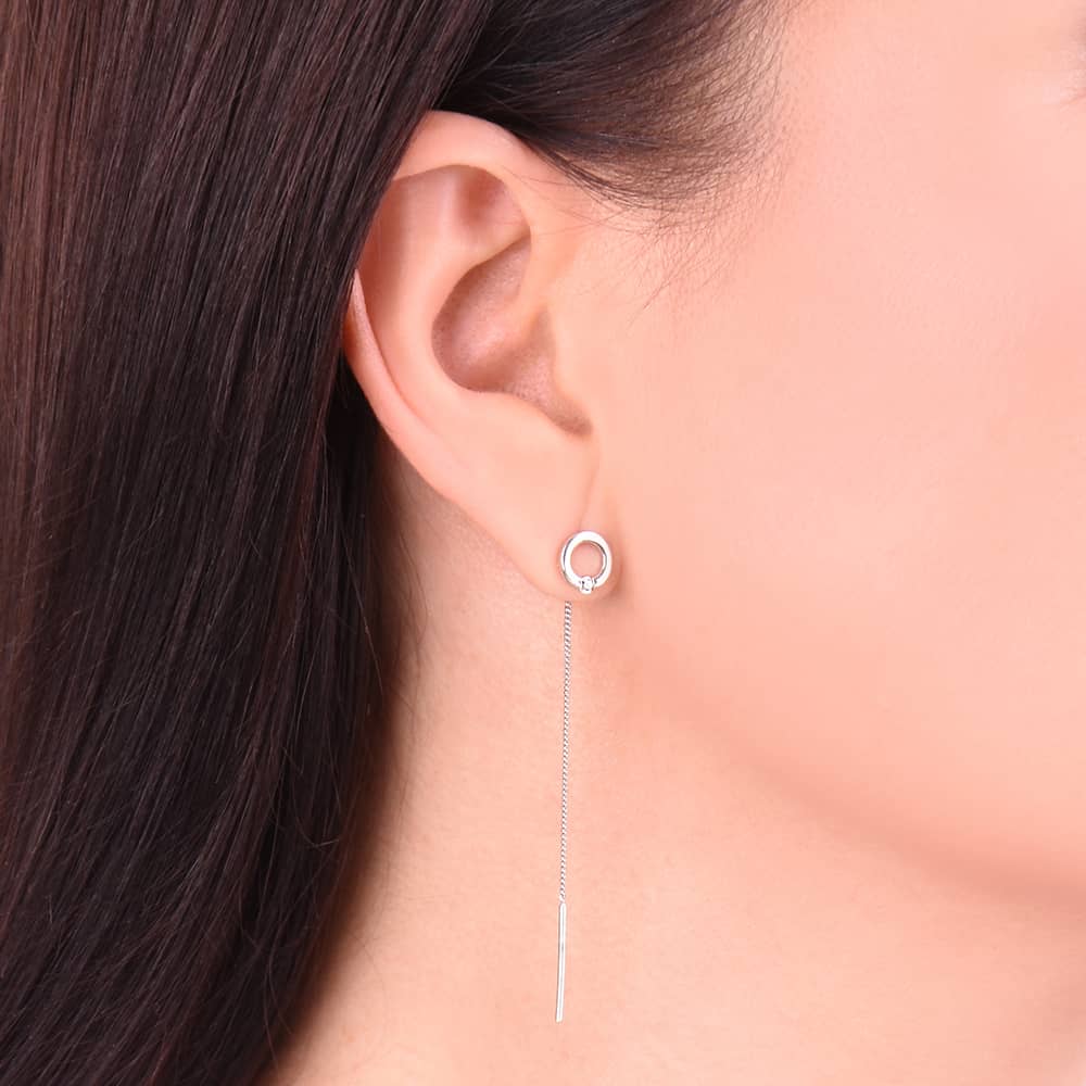 Срібні сережки-протяжки (40050) - 2