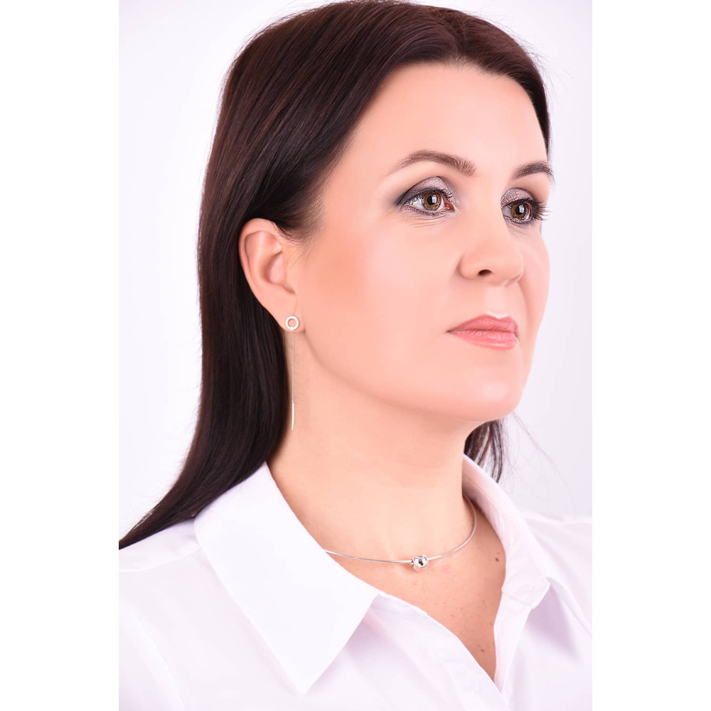 Срібні сережки-протяжки (40050) - 3