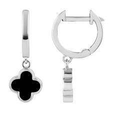 Срібні сережки Конюшина з оніксом (40056)