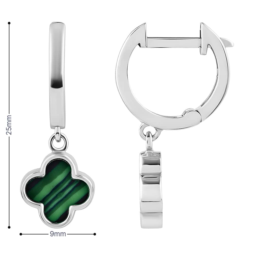 Срібні сережки Конюшина з малахітом (40056.1) - 3