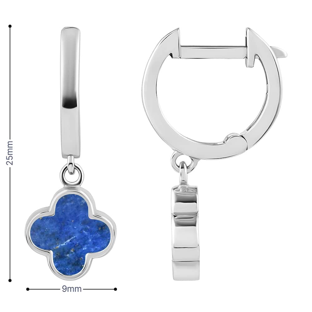 Срібні сережки Конюшина з лазуритом (40056.3) - 4