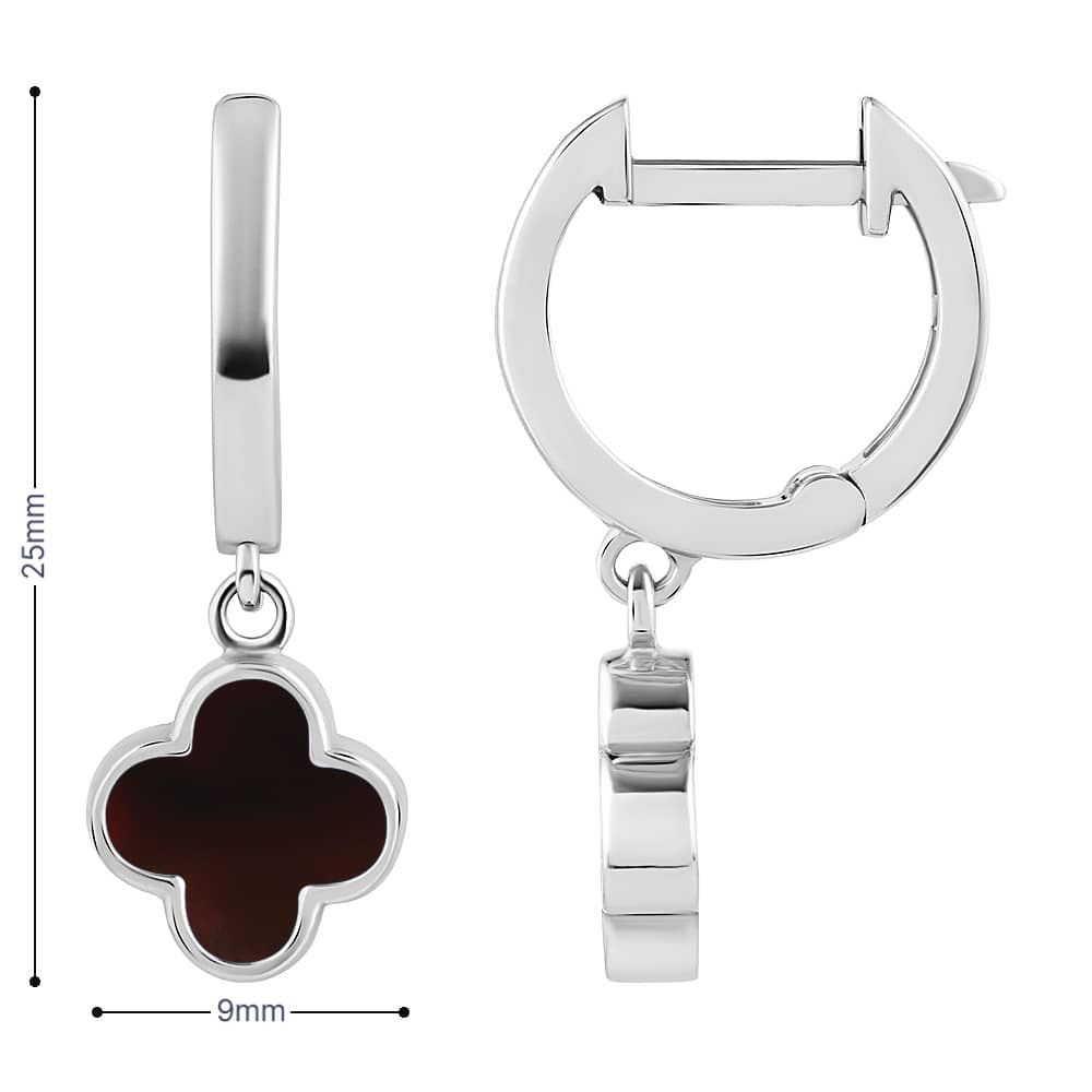 Срібні сережки Конюшина з червоним агатом (40056.4) - 4