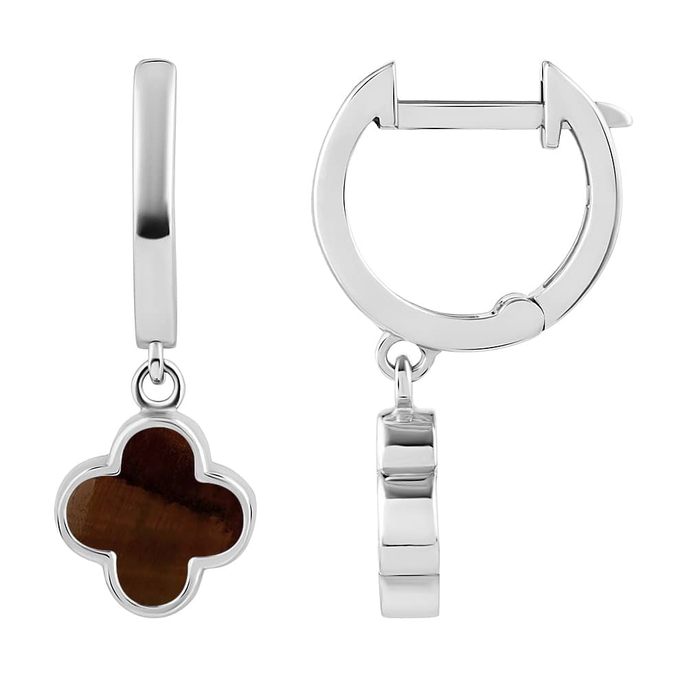 Срібні сережки Конюшина з тигровим оком (40056.5) - 1