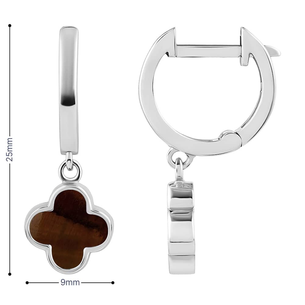 Срібні сережки Конюшина з тигровим оком (40056.5) - 4