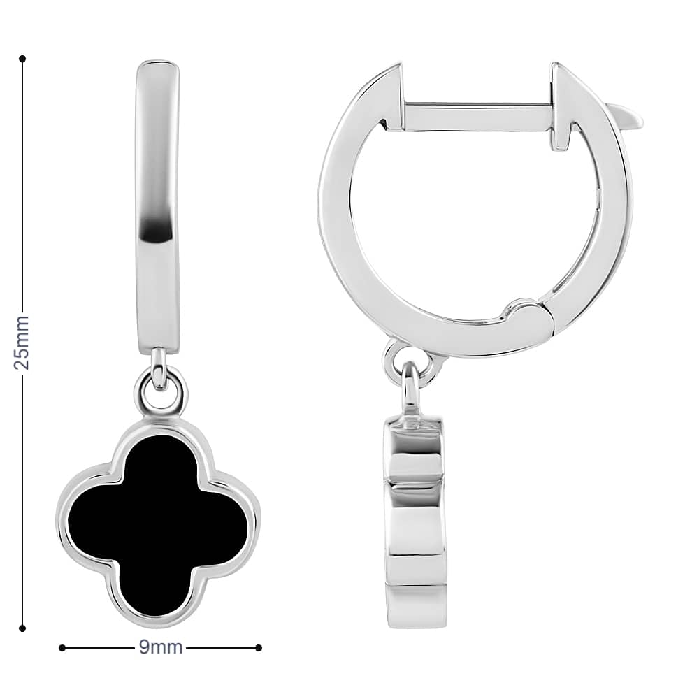 Срібні сережки Конюшина з оніксом (40056) - 6
