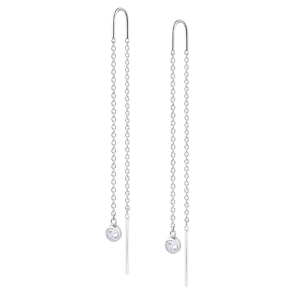 Срібні сережки-протяжки (40058) - 1