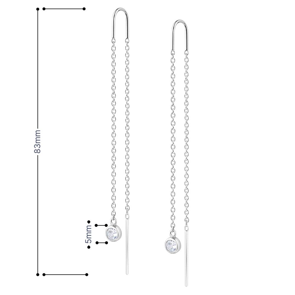 Срібні сережки-протяжки (40058) - 5