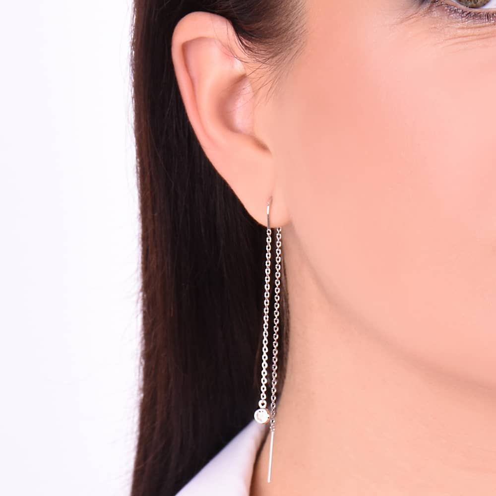 Срібні сережки-протяжки (40058) - 2