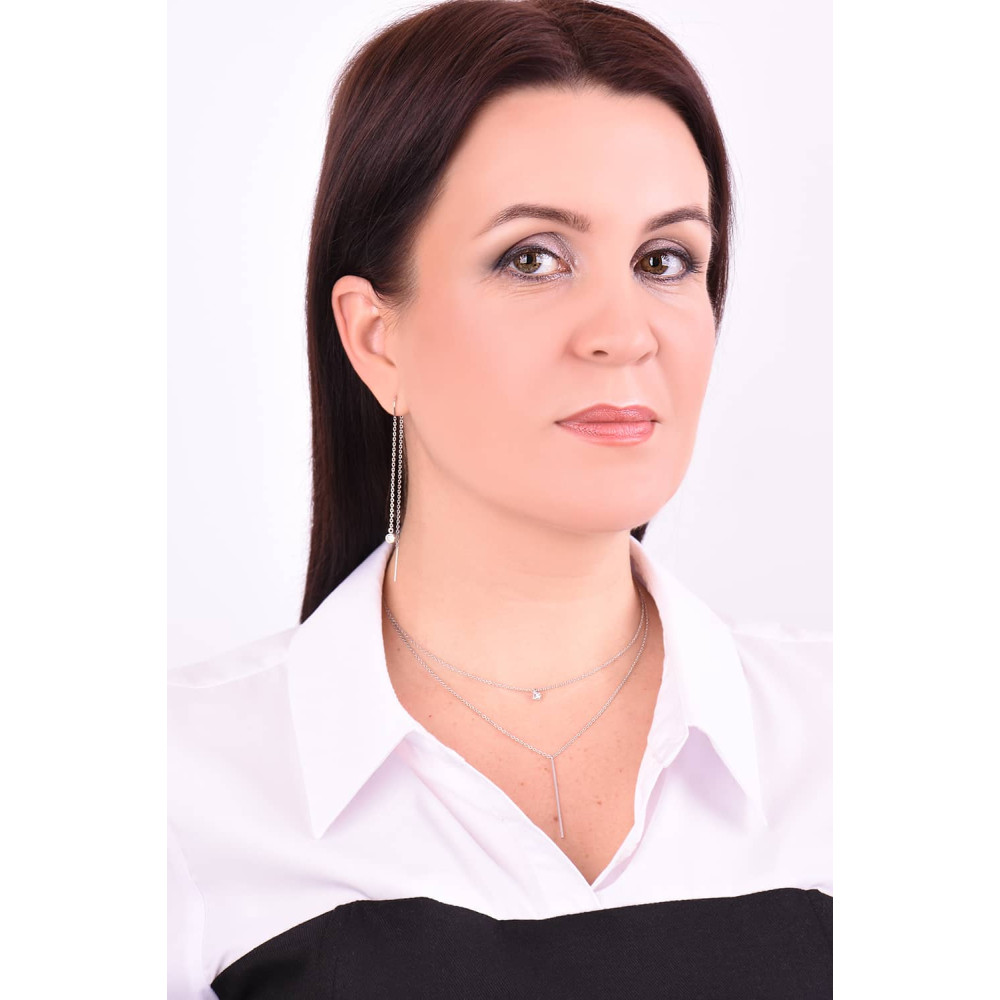 Срібні сережки-протяжки (40058) - 3