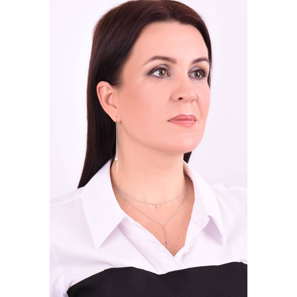 Срібні сережки-протяжки (40058) - 4