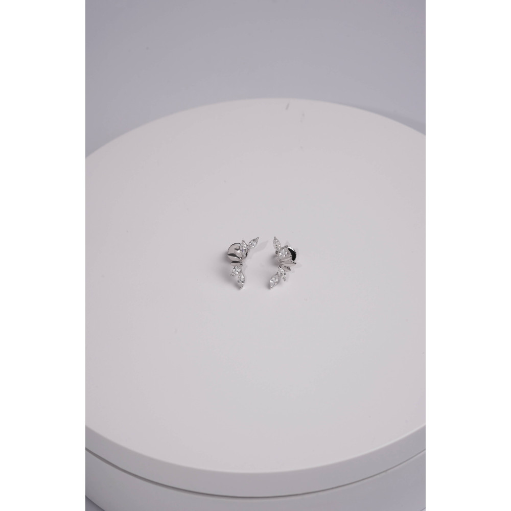 Серьги-гвоздики из белого золота Crystal Crown (з40067.1) - 5
