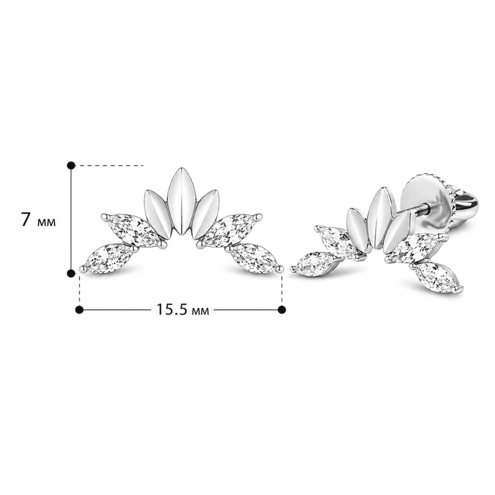 Серьги-гвоздики из белого золота Crystal Crown (з40067.1) - 3