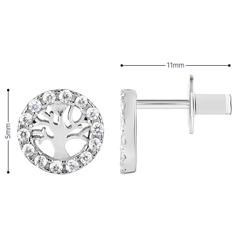 Срібні сережки-гвоздики Дерево (40072) - 6