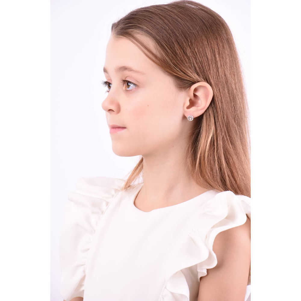 Срібні сережки-гвоздики Дерево (40072) - 5