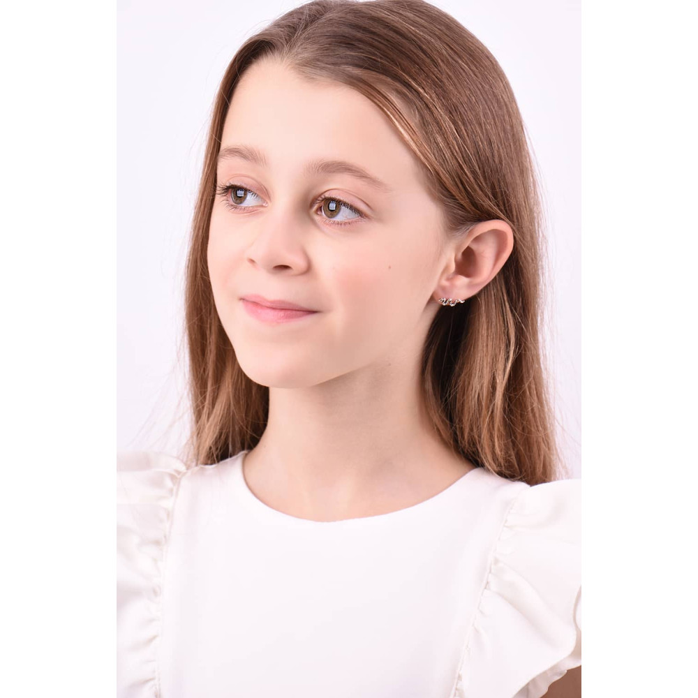 Срібні сережки-гвоздики Змія (40074) - 5