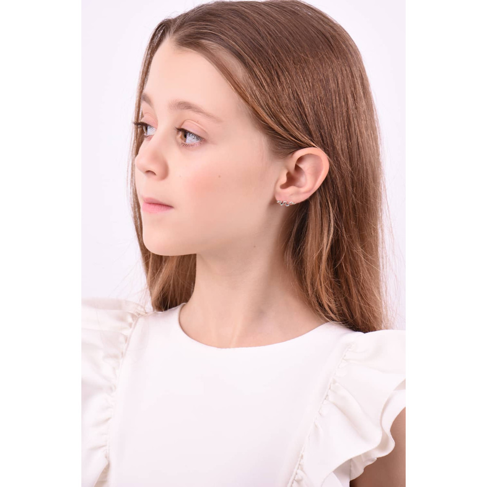 Срібні сережки-гвоздики Змія (40074) - 6