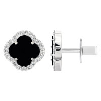 Срібні сережки Конюшина з оніксом (40082) Нещодавно переглянуті