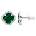 Срібні сережки Конюшина з малахітом (40082.1) - комплект