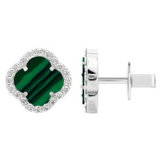 Срібні сережки Конюшина з малахітом (40082.1)