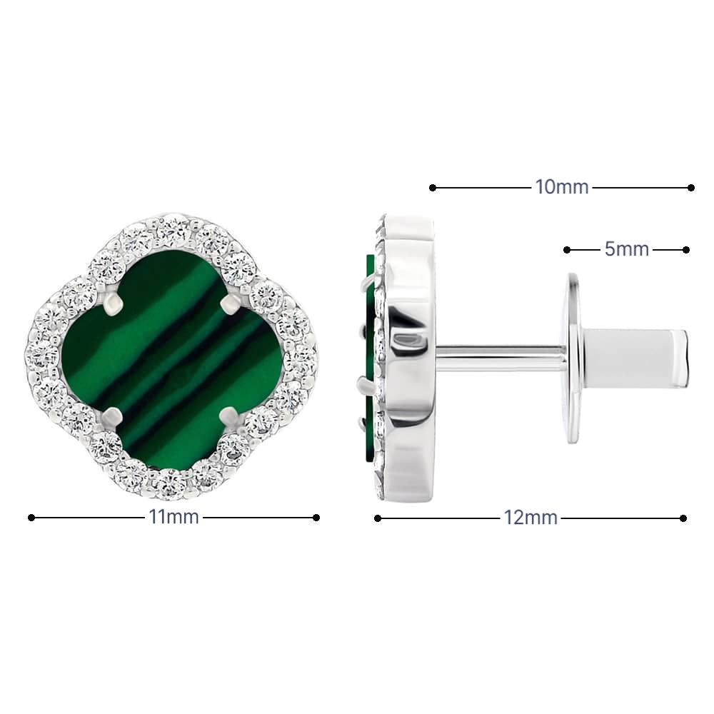 Срібні сережки Конюшина з малахітом (40082.1) - 6