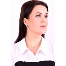 Срібний кулон Конюшина з малахітом (7374.1) - 2