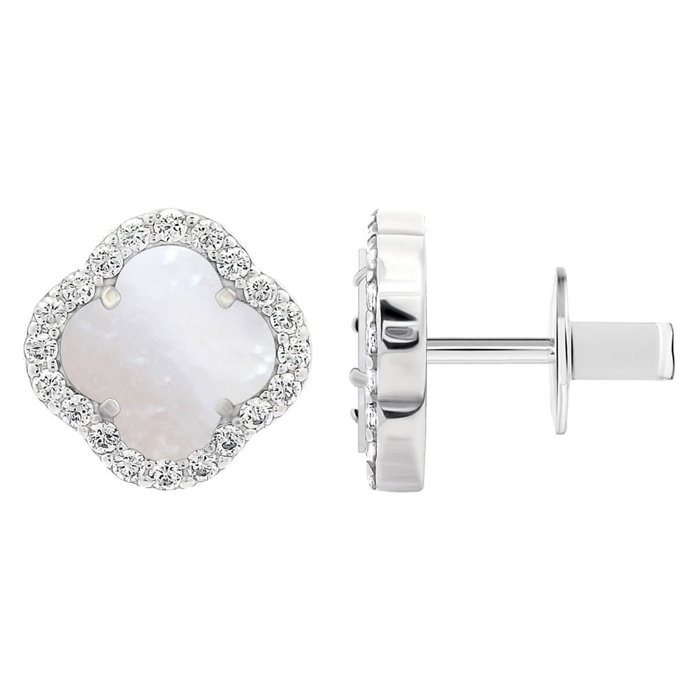 Срібні сережки Конюшина з перламутром (40082.2) - 1