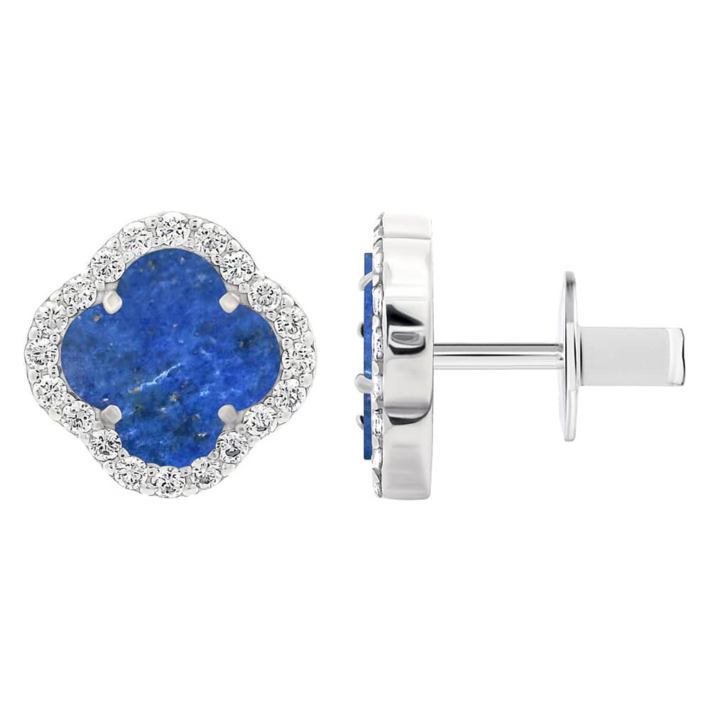 Срібні сережки Конюшина з лазуритом (40082.3) - 1