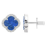 Срібні сережки Конюшина з лазуритом (40082.3) - комплект