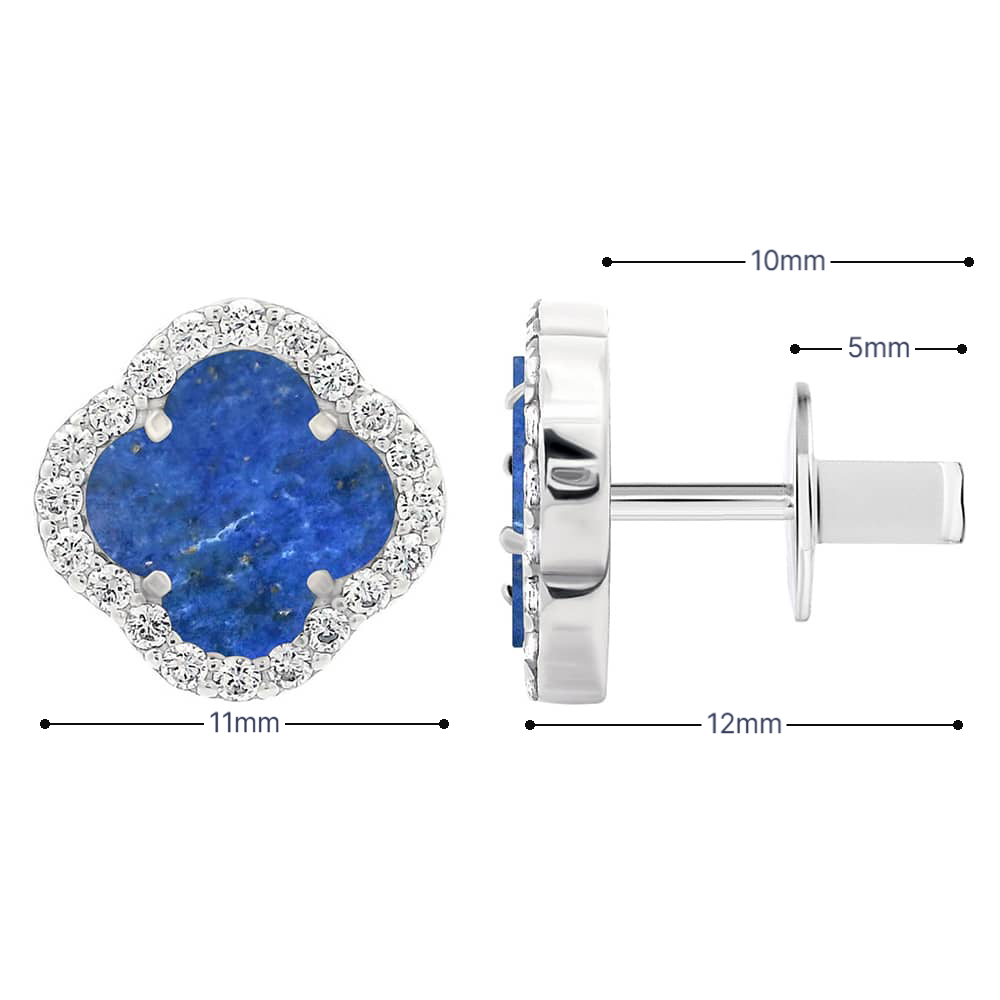 Срібні сережки Конюшина з лазуритом (40082.3) - 6