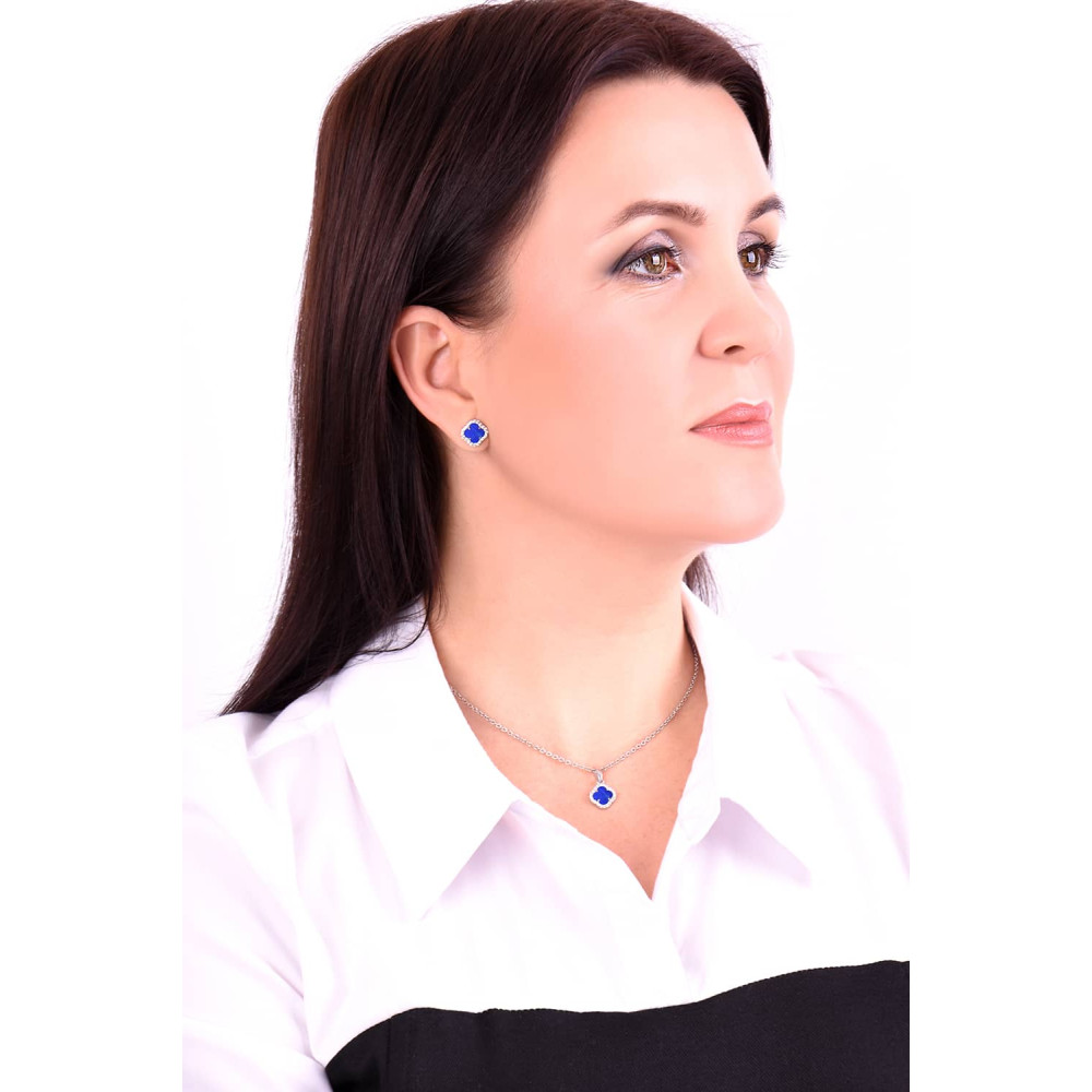 Срібний кулон Конюшина з лазуритом (7374.3) - 3