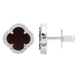 Срібні сережки Конюшина з червоним агатом (40082.4) - комплект