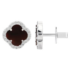 Срібні сережки Конюшина з червоним агатом (40082.4)