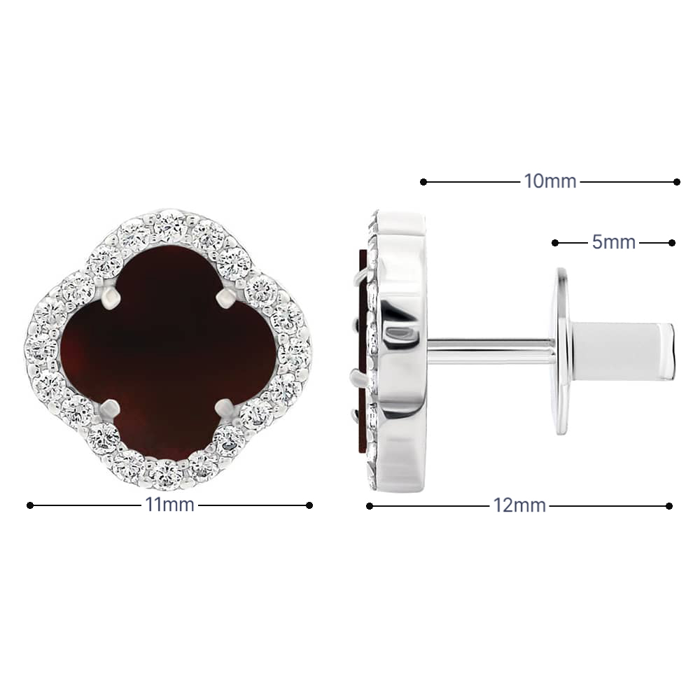 Срібні сережки Конюшина з червоним агатом (40082.4) - 6