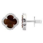 Срібні сережки Конюшина з тигровим оком (40082.5) - комплект