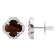 Срібні сережки Конюшина з тигровим оком (40082.5)