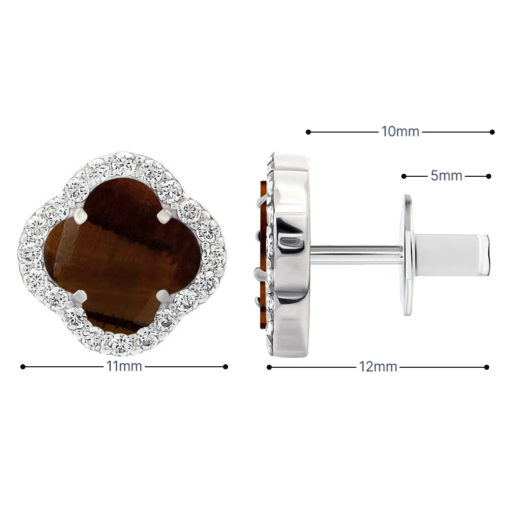 Срібні сережки Конюшина з тигровим оком (40082.5) - 6