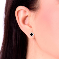 Срібні сережки Конюшина з емаллю (40084) Нещодавно переглянуті - 2