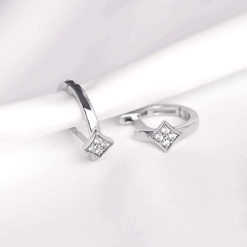 Сережки з білого золота Геометричні кільця  (з40088)   - 5