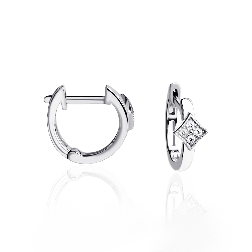 Сережки з білого золота Геометричні кільця  (з40088)   - 6