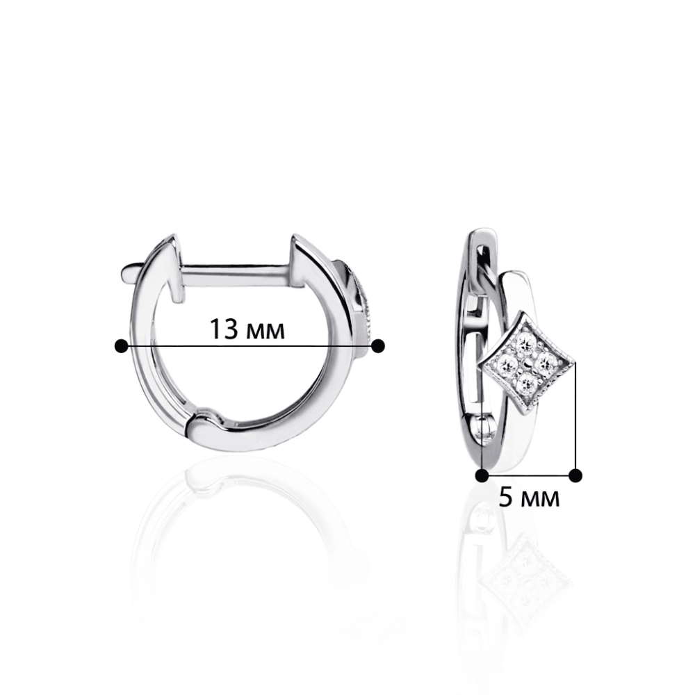 Сережки з білого золота Геометричні кільця  (з40088)   - 3