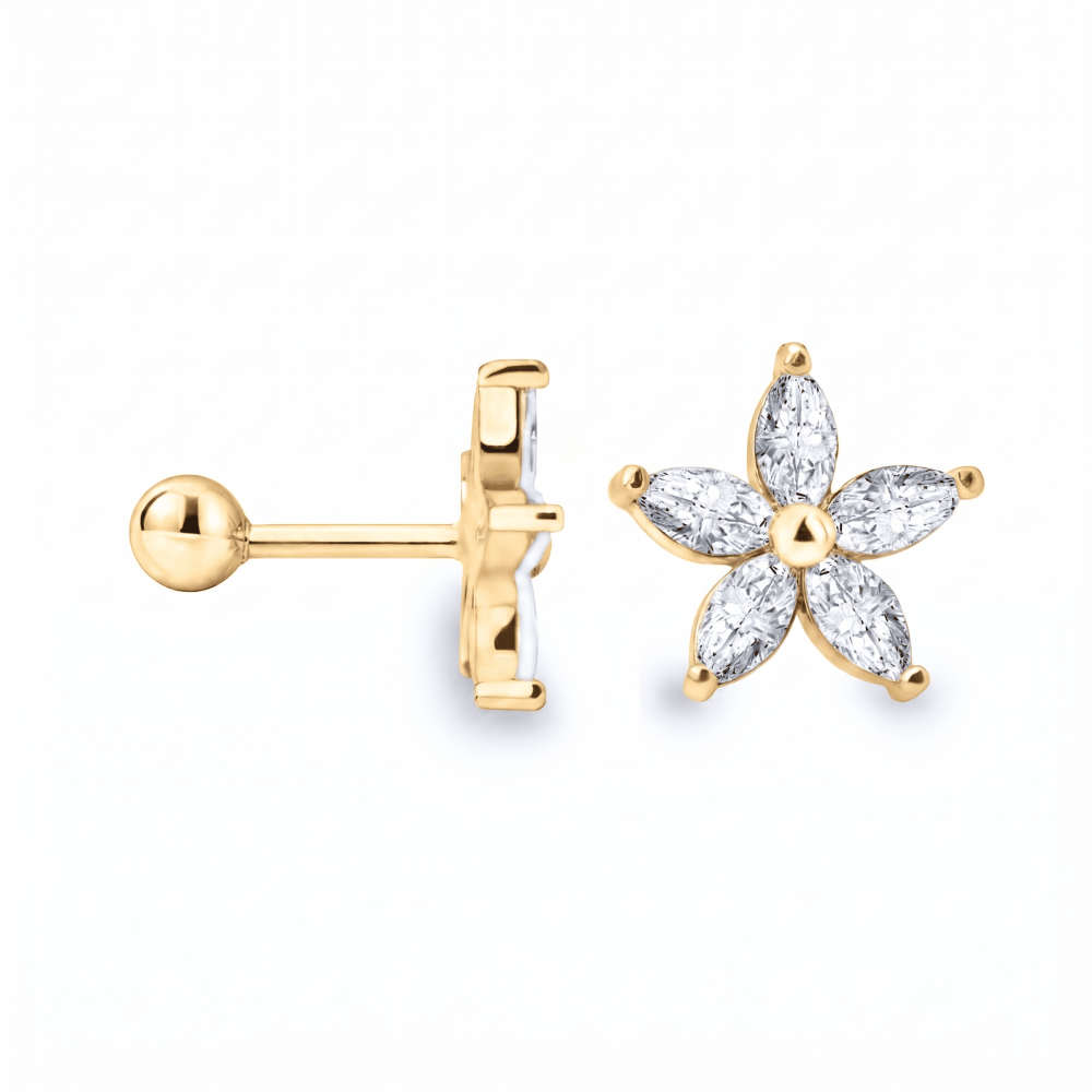 Серьга для хеликса из желтого золота Цветок (з40103) - 1
