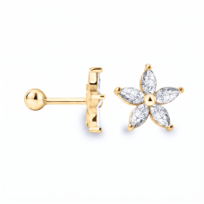Серьга для хеликса из желтого золота Цветок (з40103)
