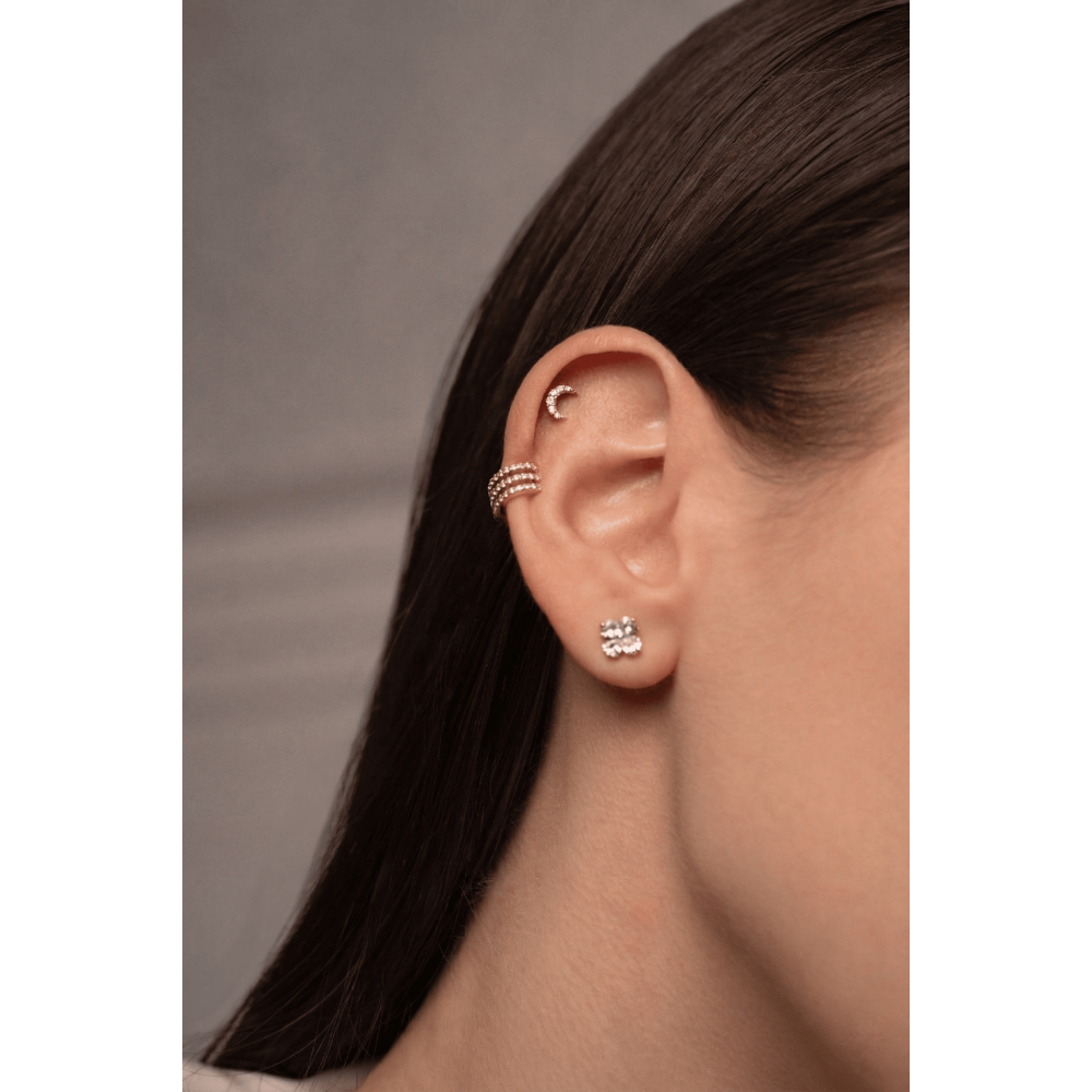 Золота сережка для хеліксу Luna Spark  (з40107) - 4