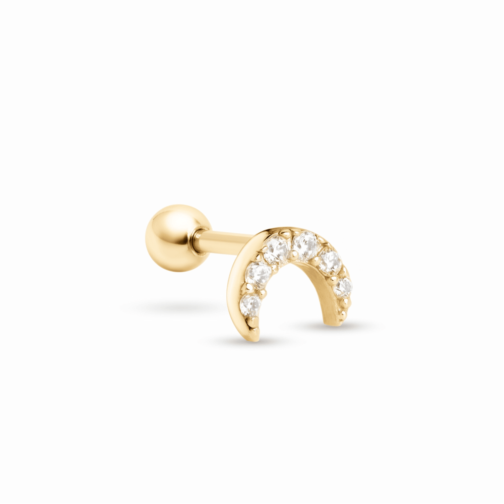 Сережка для хеліксу з жовтого золота Luna Spark  (з40107) - 1