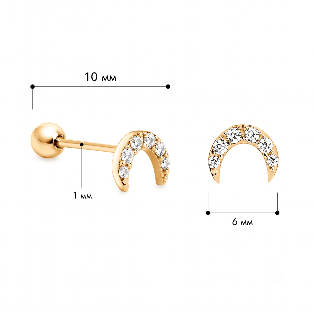Сережка для хеліксу з жовтого золота Luna Spark  (з40107) - 3
