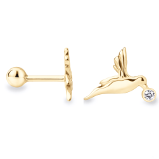 Сережка для хеліксу  з жовтого золота Пташка (з40109)