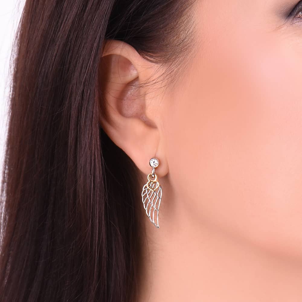 Срібні сережки-гвоздики з позолотою Крила ангела (4756) - 4