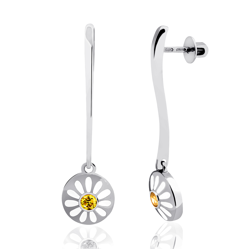 Срібні сережки-гвоздики Ромашка (4785) - 1